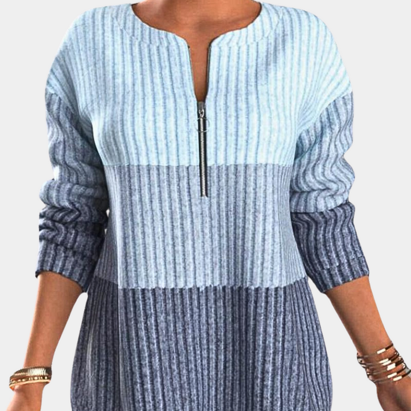 Warm Women's Sweater with Zipper - Lina