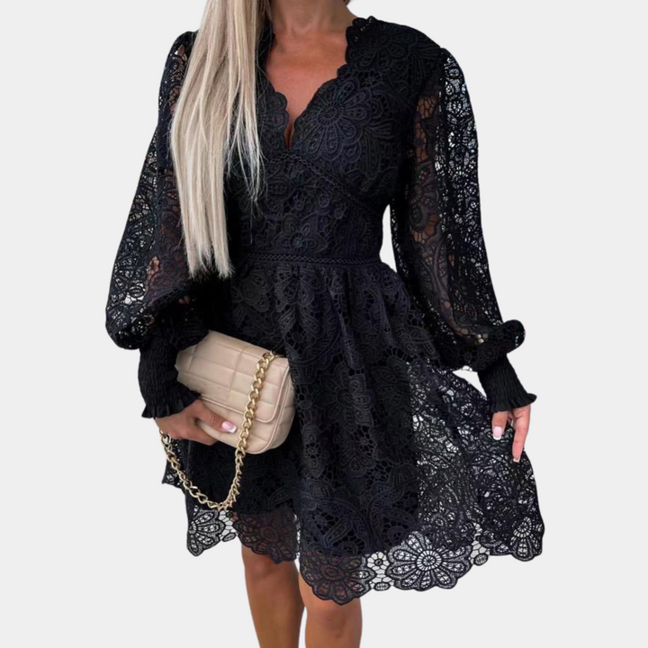 Lace Midi Dress with Floral Pattern – Eliane