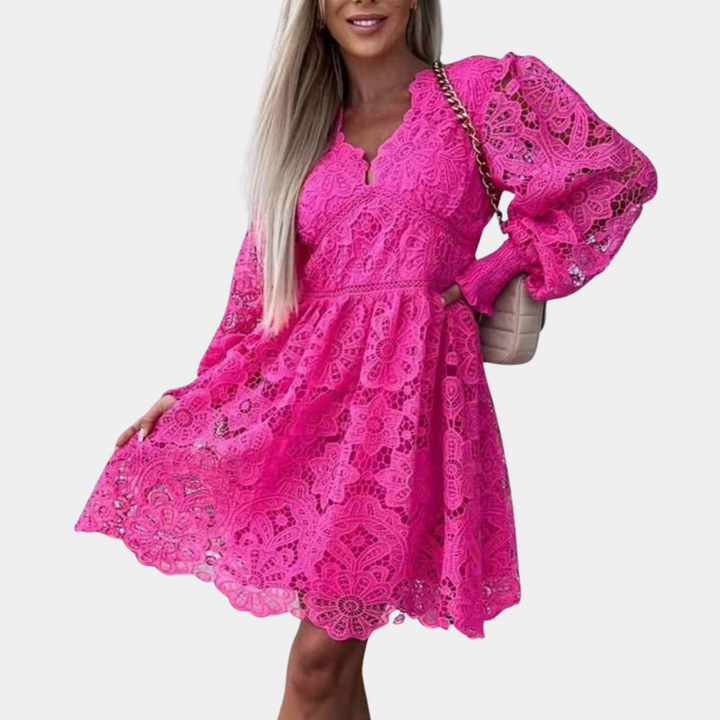 Lace Midi Dress with Floral Pattern – Eliane