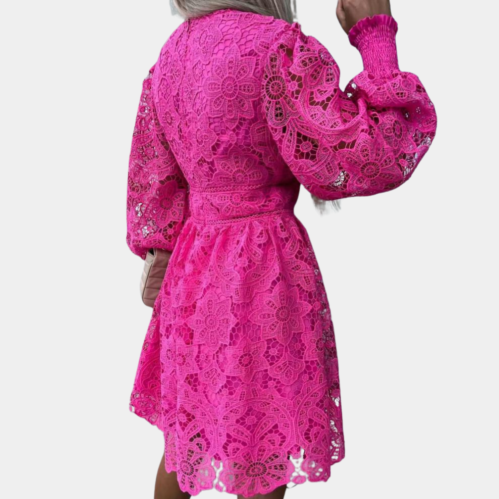 Lace Midi Dress with Floral Pattern – Eliane