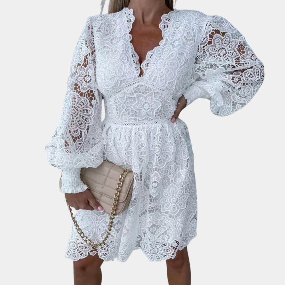 Lace Midi Dress with Floral Pattern – Eliane