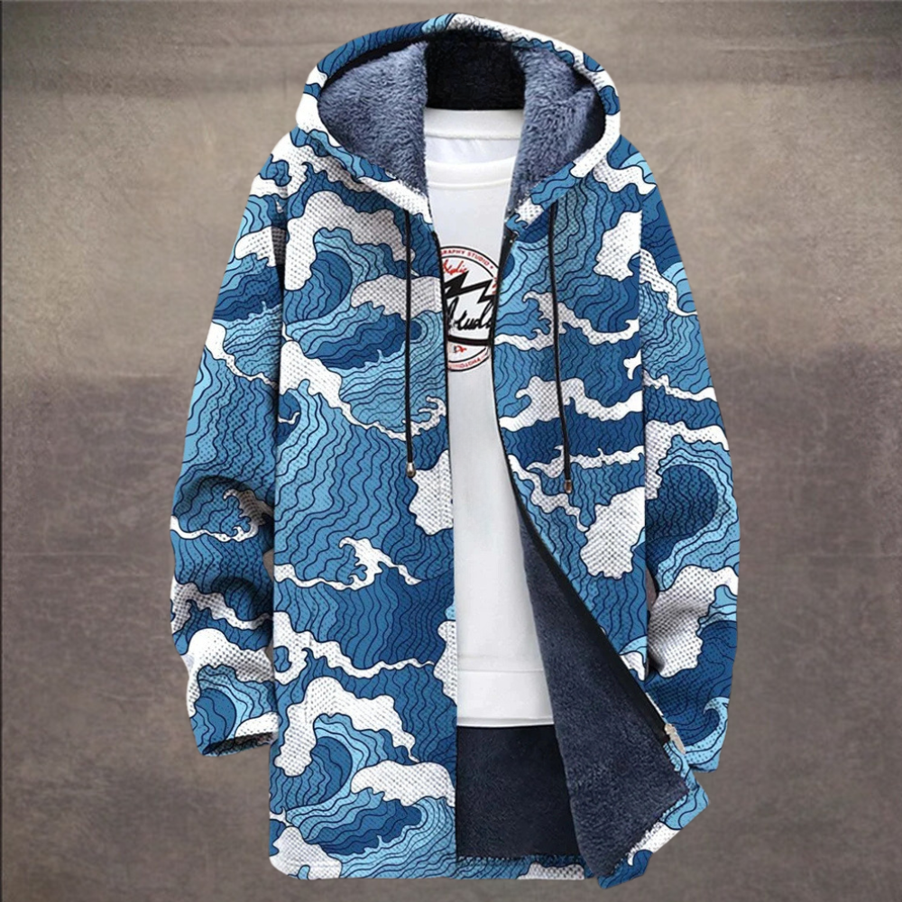 Retro Herenjas met Colorblock Print en Capuchon – Eliano
