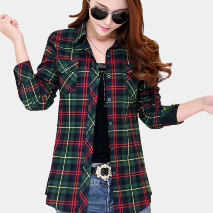 Fashionable Checkered Blouse - Sienna