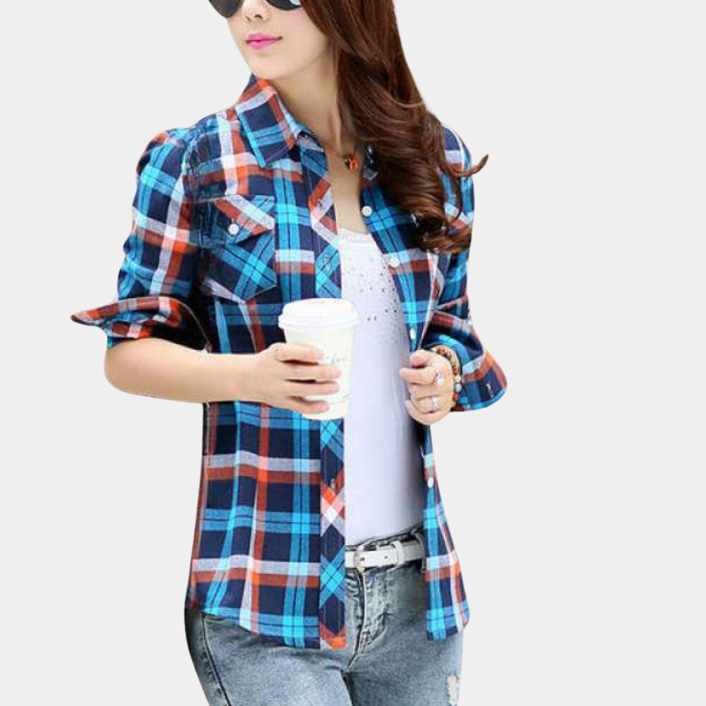 Fashionable Checkered Blouse - Sienna
