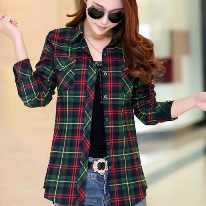Fashionable Checkered Blouse - Sienna