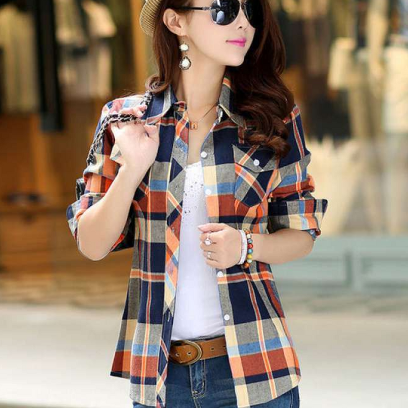 Fashionable Checkered Blouse - Sienna