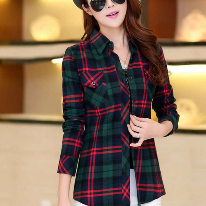 Fashionable Checkered Blouse - Sienna