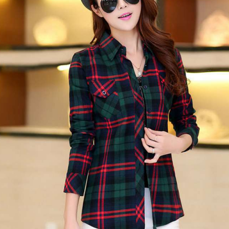 Fashionable Checkered Blouse - Sienna