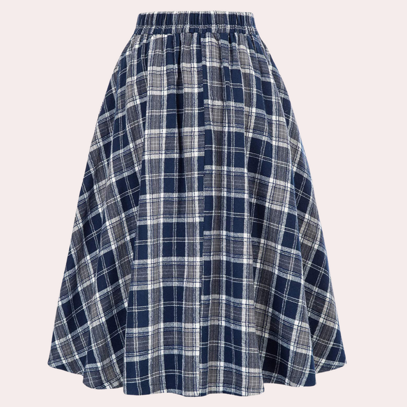 Stijlvolle High-Waist A-Lijn Rok met Ruitpatroon - Maëlle