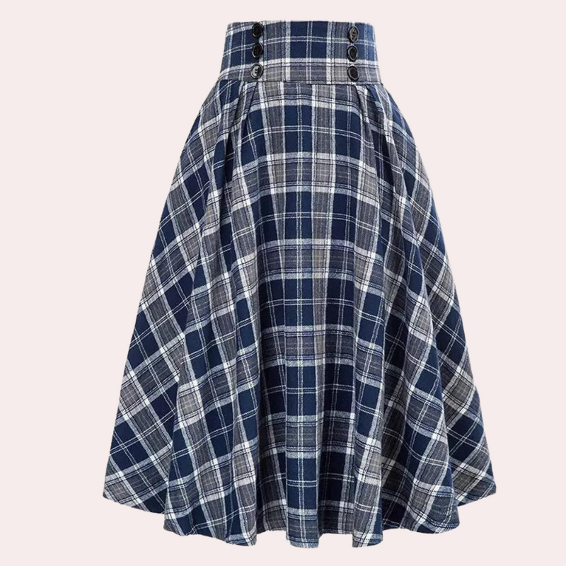 Stijlvolle High-Waist A-Lijn Rok met Ruitpatroon - Maëlle