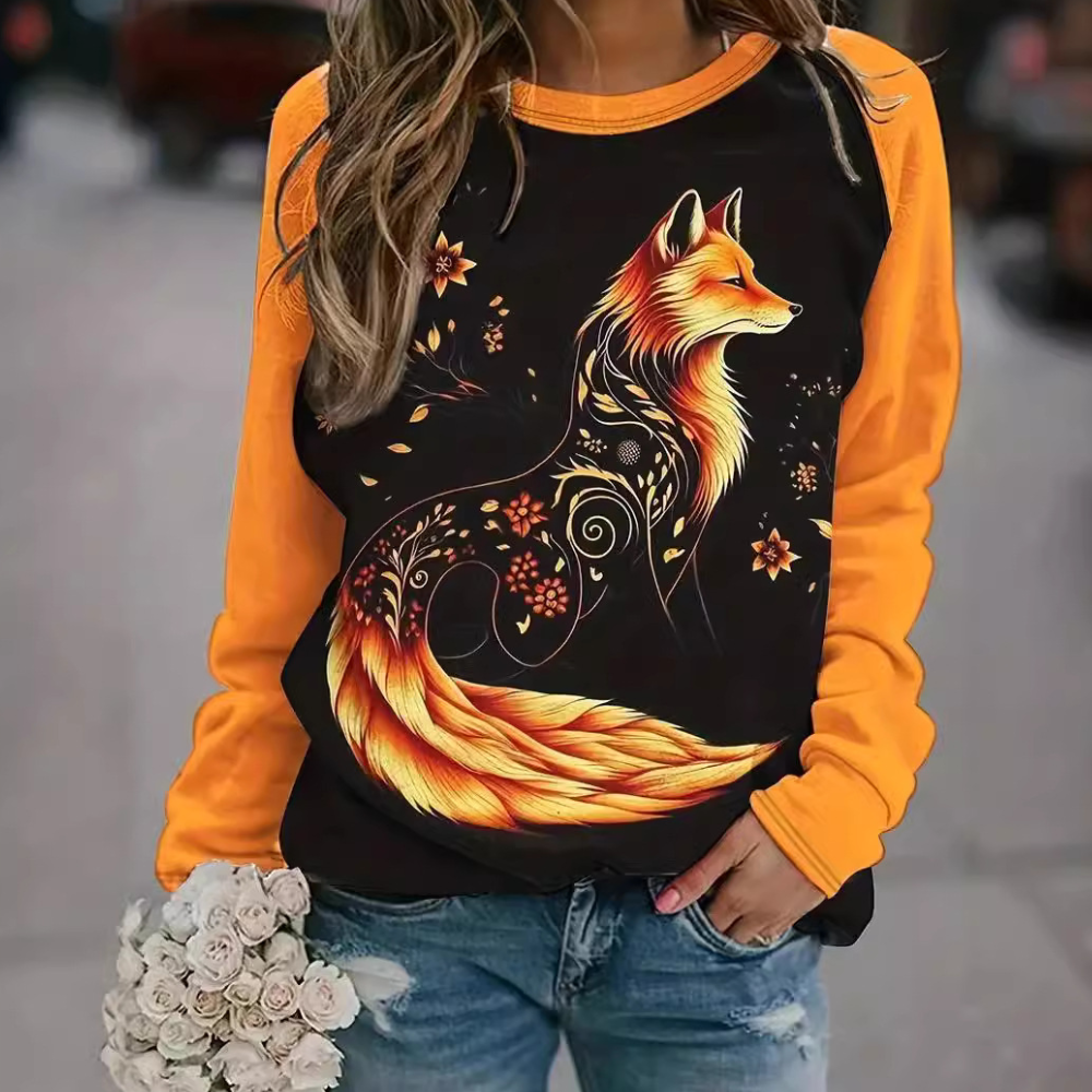 Dames Sweatshirt met Vossenprint – Nora