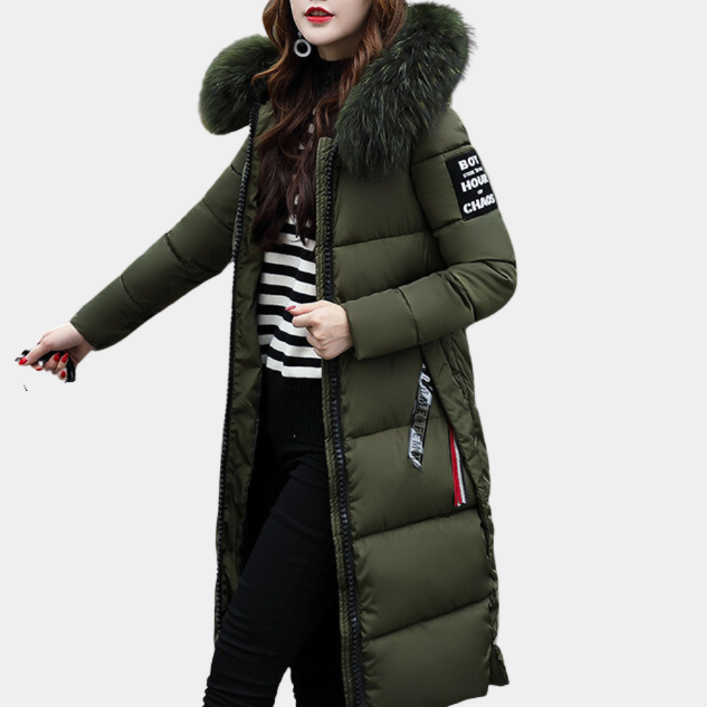 Warm Women's Puffer Jacket with Hood - Livia