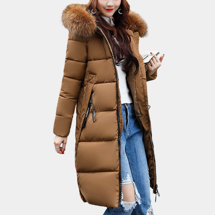 Warm Women's Puffer Jacket with Hood - Livia