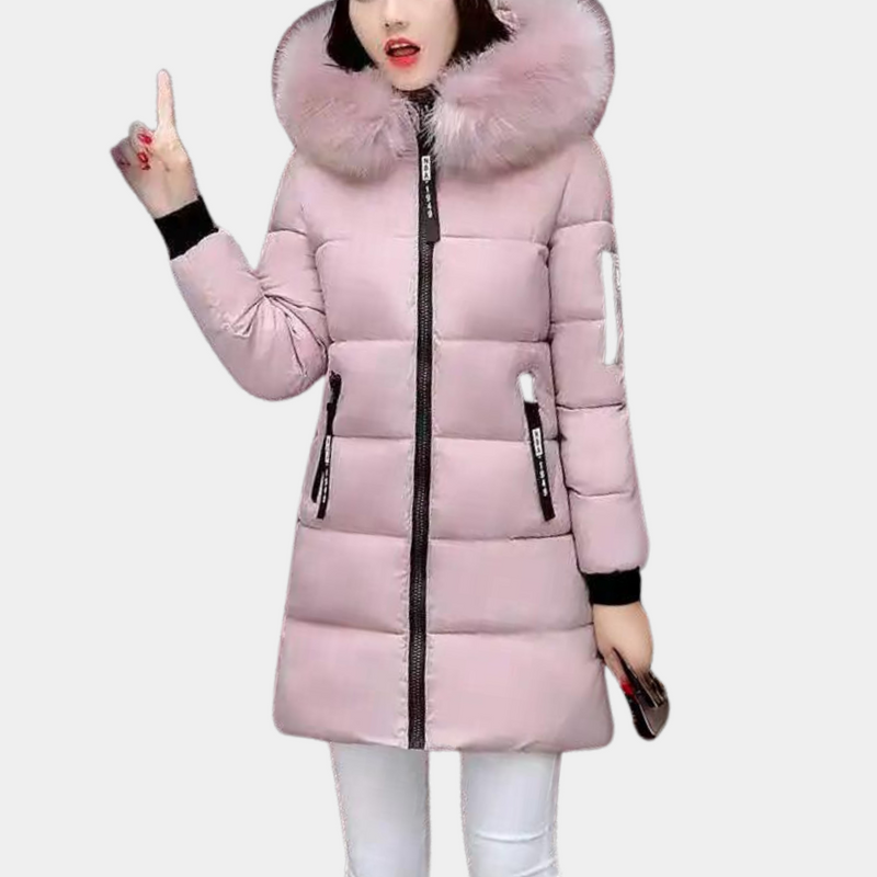 Warm Women's Puffer Jacket with Hood - Livia