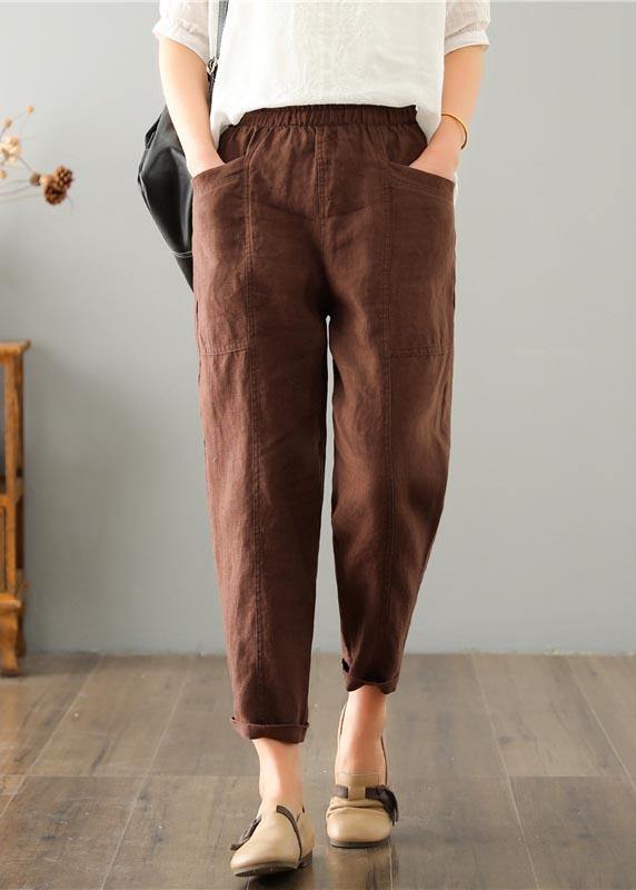 Women's summer pants made of linen-cotton blend with elastic waistband – Clara