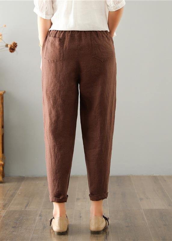 Women's summer pants made of linen-cotton blend with elastic waistband – Clara