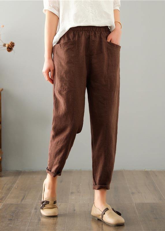 Women's summer pants made of linen-cotton blend with elastic waistband – Clara