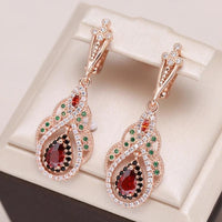 Gold Mandala Earrings with Red Zirconia - Kylie