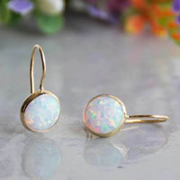 Vintage Gold-Plated White Opal Earrings - Auriel