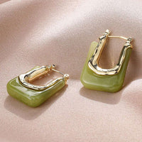 Gouden Vintage Oorbellen met Groene Emaille - Celia