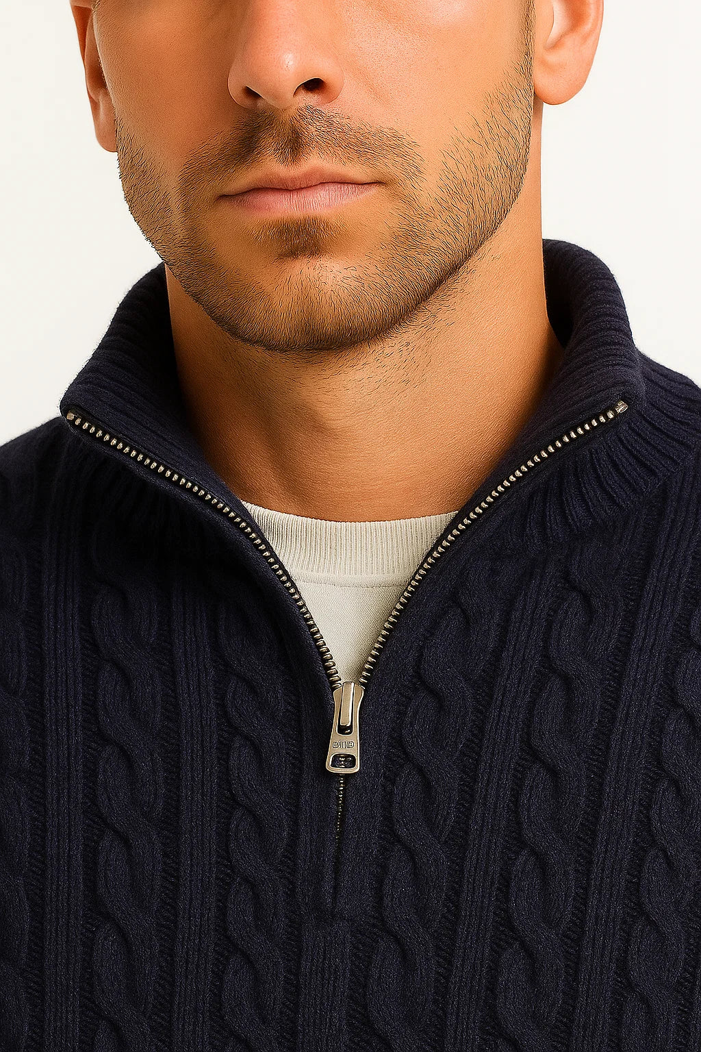 Cable-Knit Quarter-Zip Mens Jumper - Edmond