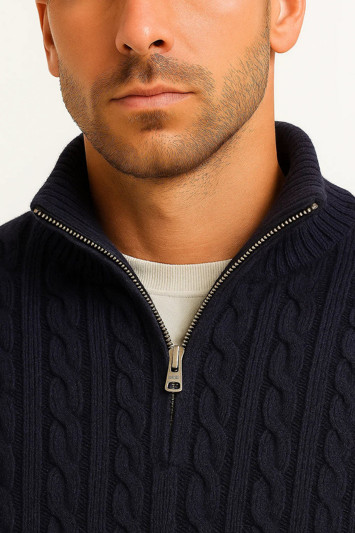 Cable-Knit Quarter-Zip Mens Jumper - Edmond