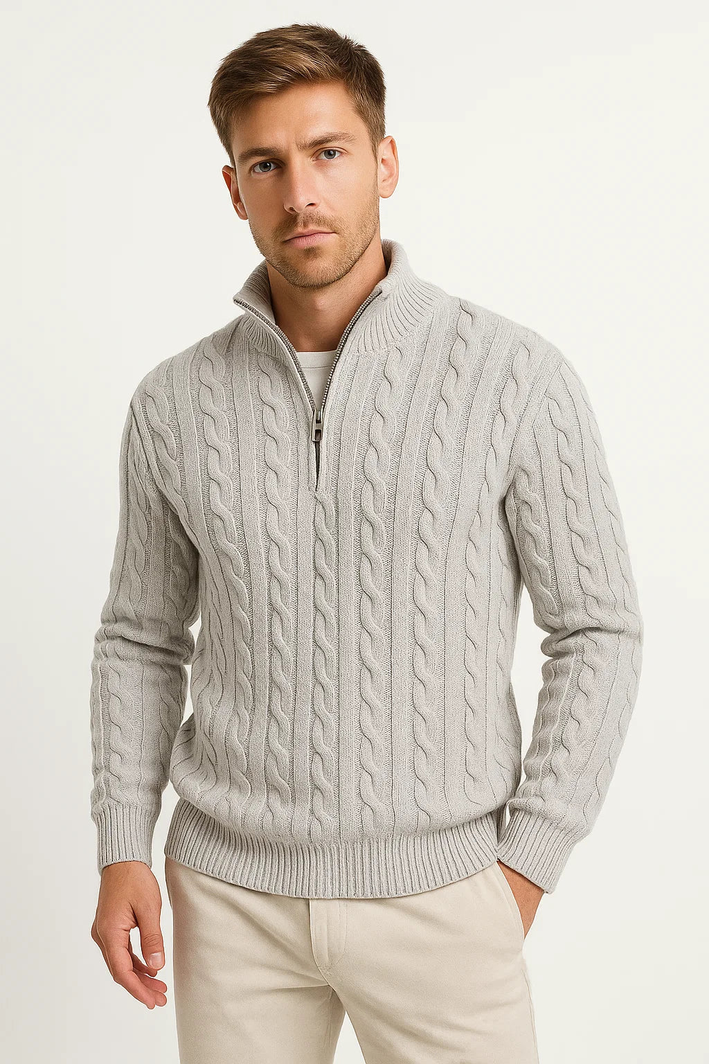 Cable-Knit Quarter-Zip Mens Jumper - Edmond