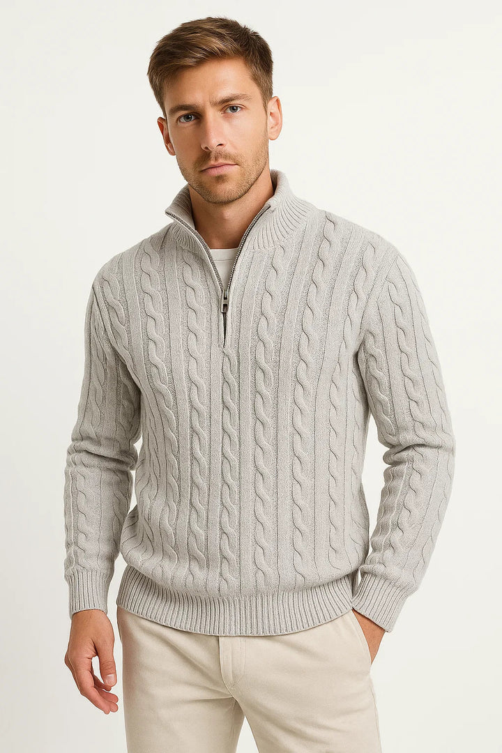 Cable-Knit Quarter-Zip Mens Jumper - Edmond