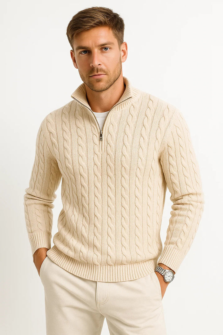 Cable-Knit Quarter-Zip Mens Jumper - Edmond