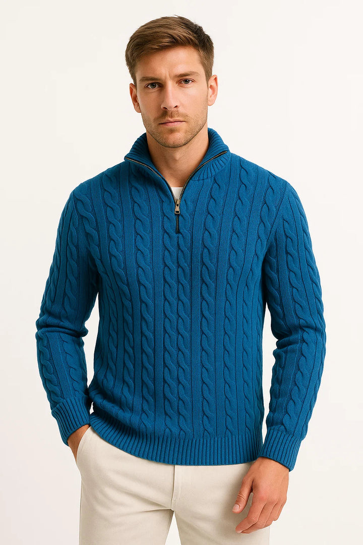 Cable-Knit Quarter-Zip Mens Jumper - Edmond
