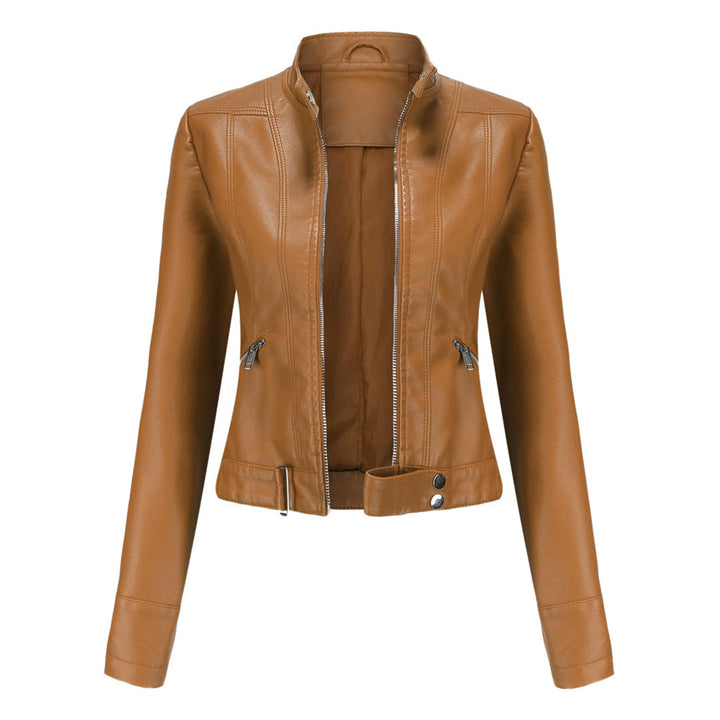 Stylish women's leather jacket in classic design - Marlene