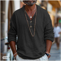 Lightweight linen Henley shirt for men - Jonas