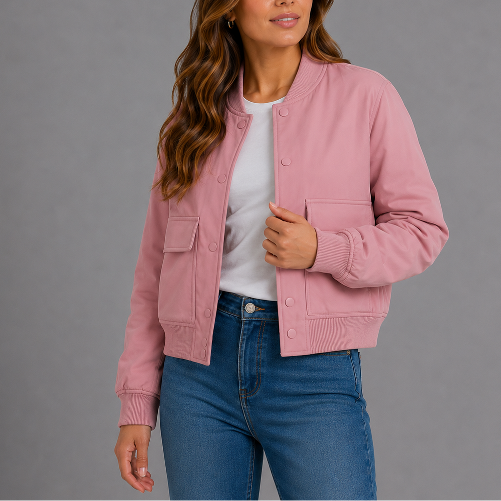 Casual Lightweight Bomber Jacket - Violet