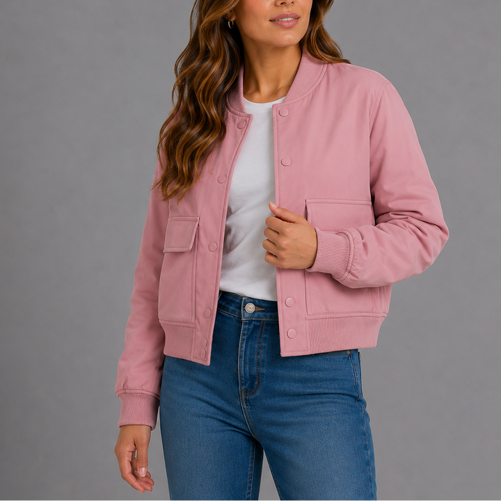 Casual Lightweight Bomber Jacket - Violet