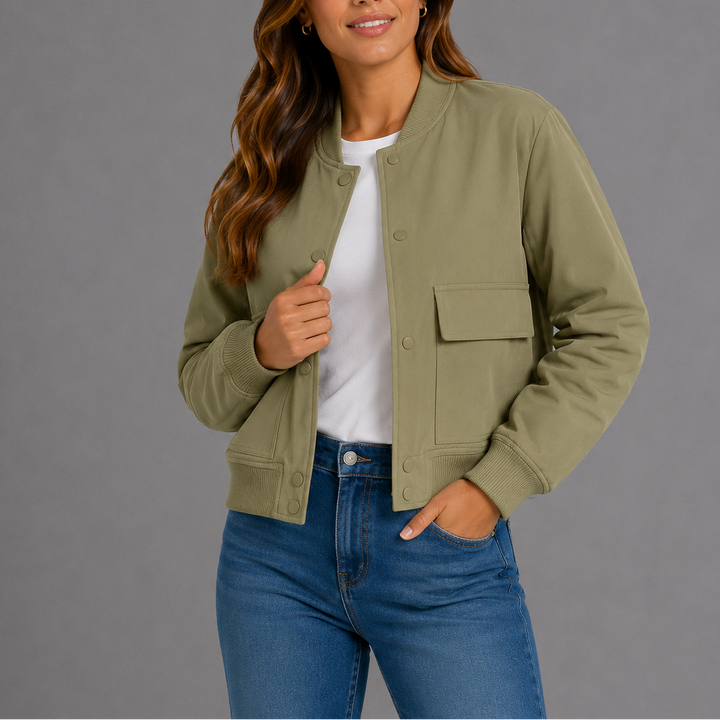 Casual Lightweight Bomber Jacket - Violet