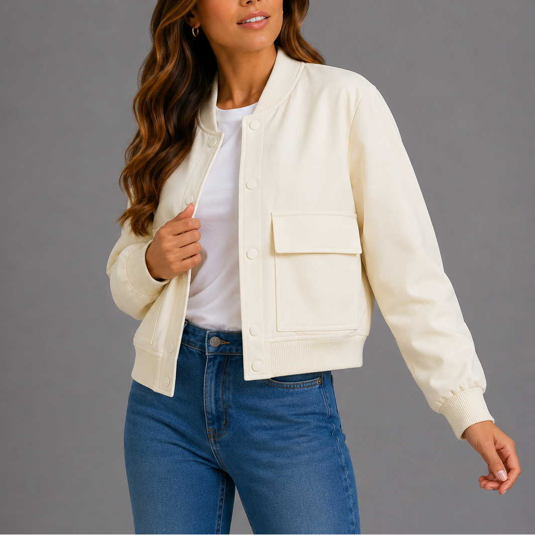 Casual Lightweight Bomber Jacket - Violet