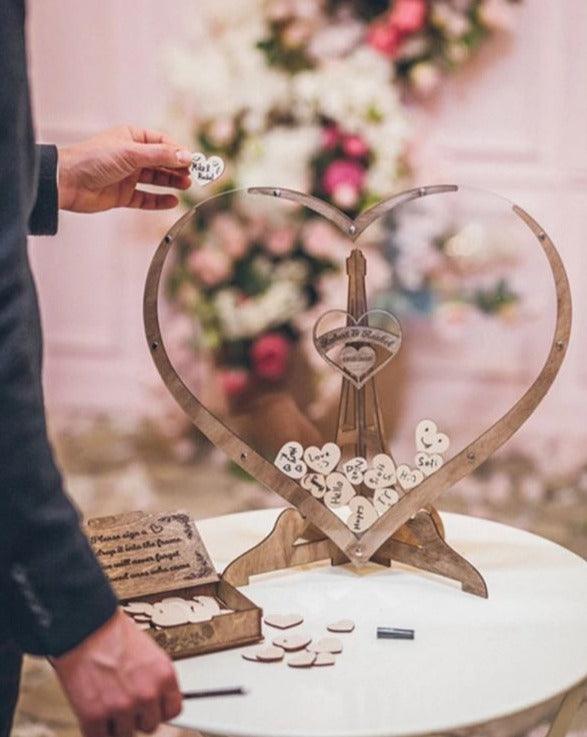 Heart-Shaped Wooden Guestbook – Memoro