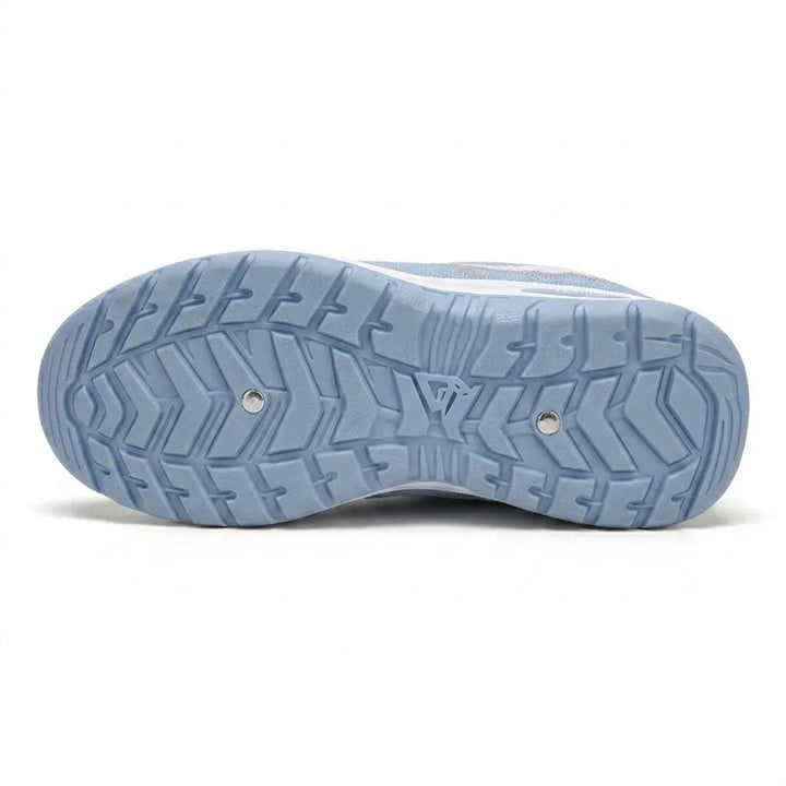 Onderkant van de lichtblauwe zool met diep profiel voor extra grip. 9