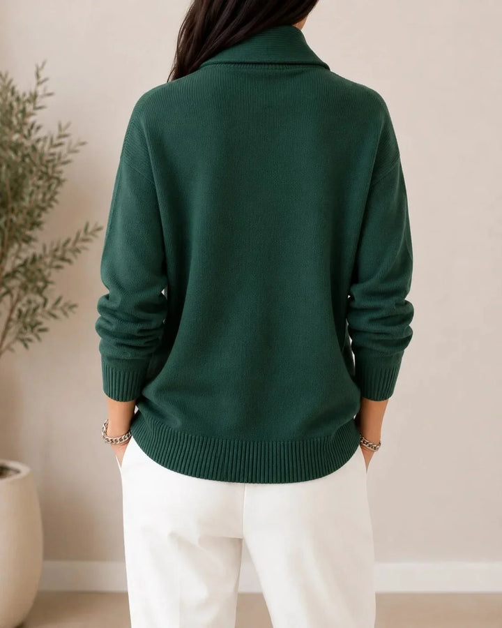 Soft V-Neck Sweater with Shawl Collar 4