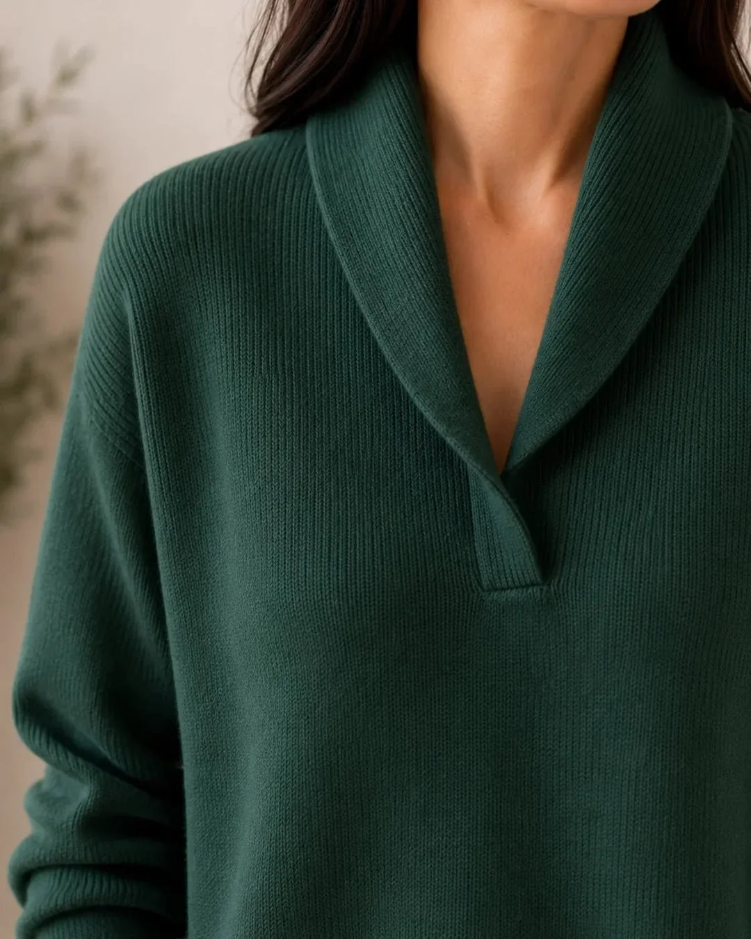 Soft V-Neck Sweater with Shawl Collar 5