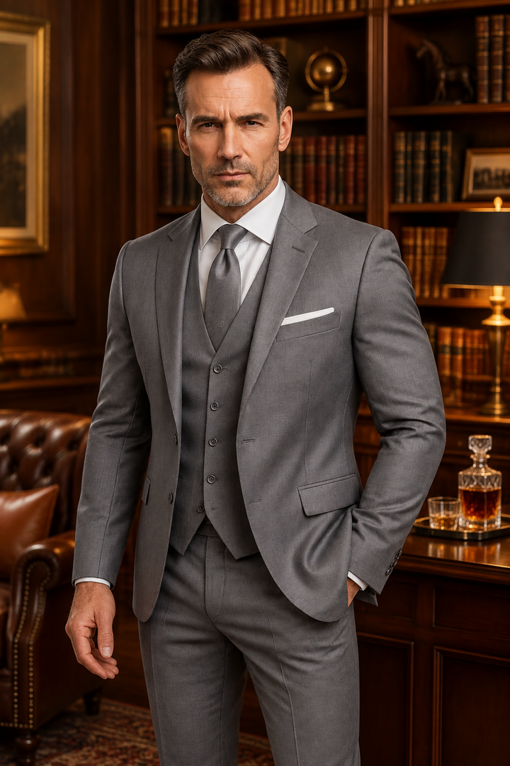 Formal men's suit with waistcoat – 3-piece slim fit