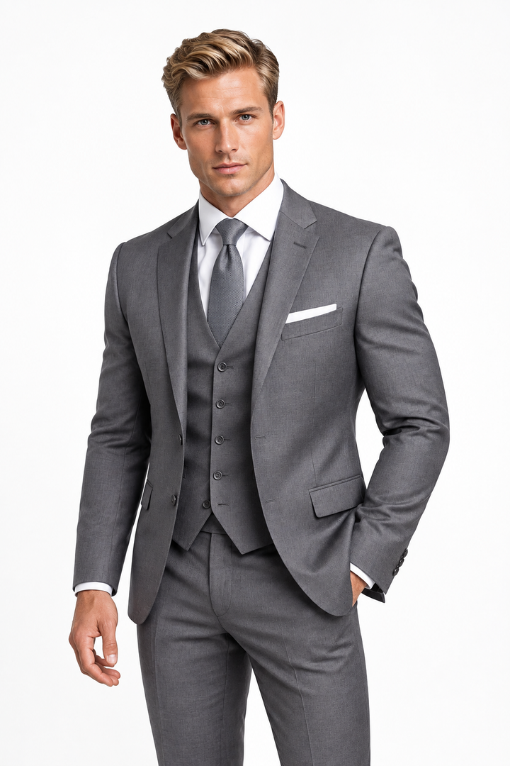 Slim-fit suit for men with waistcoat