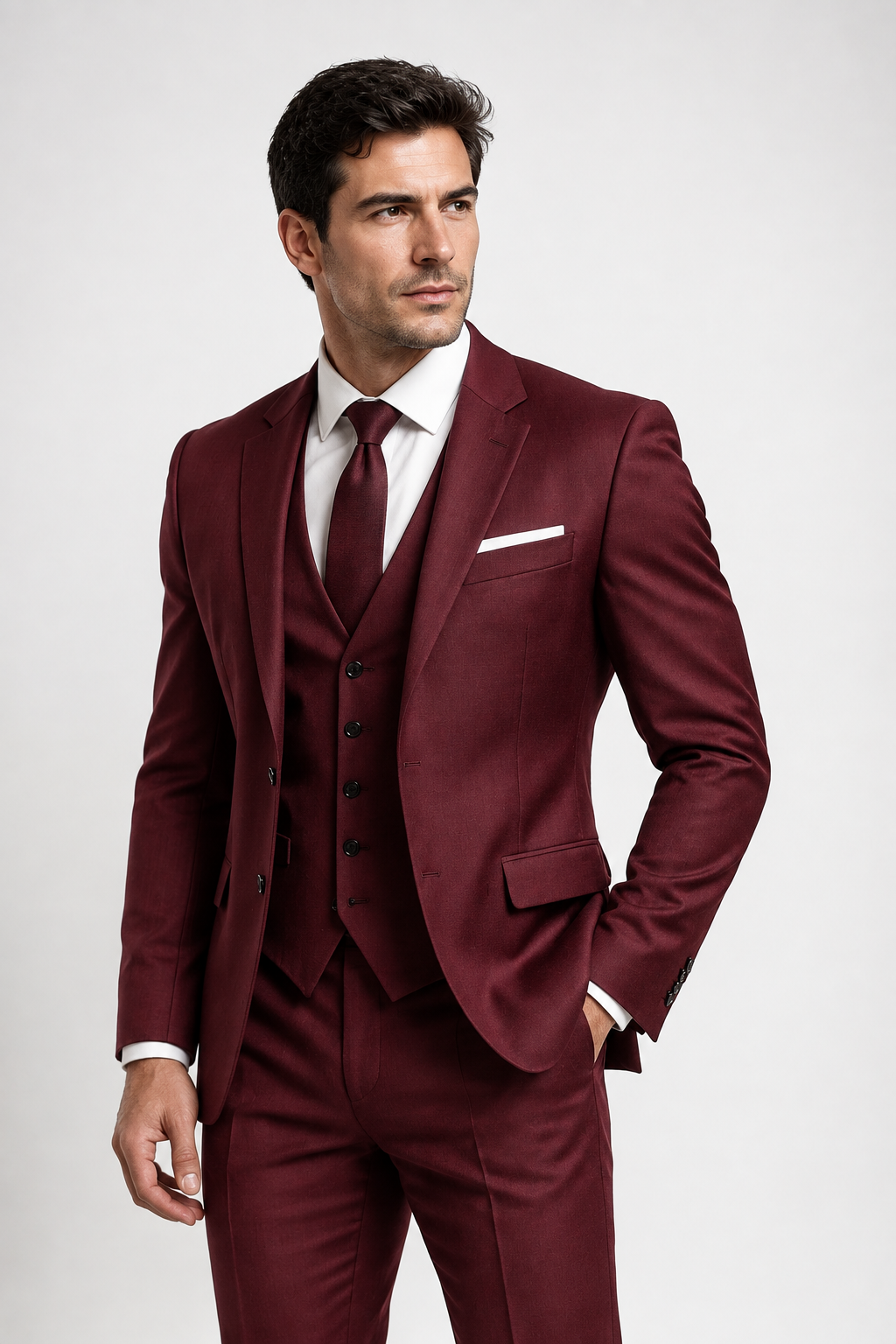 Slim-fit suit for men with waistcoat