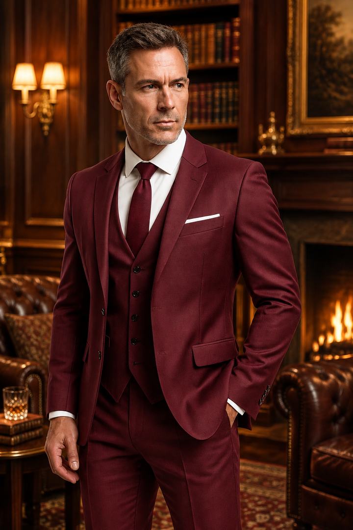 Formal men's suit with waistcoat – 3-piece slim fit