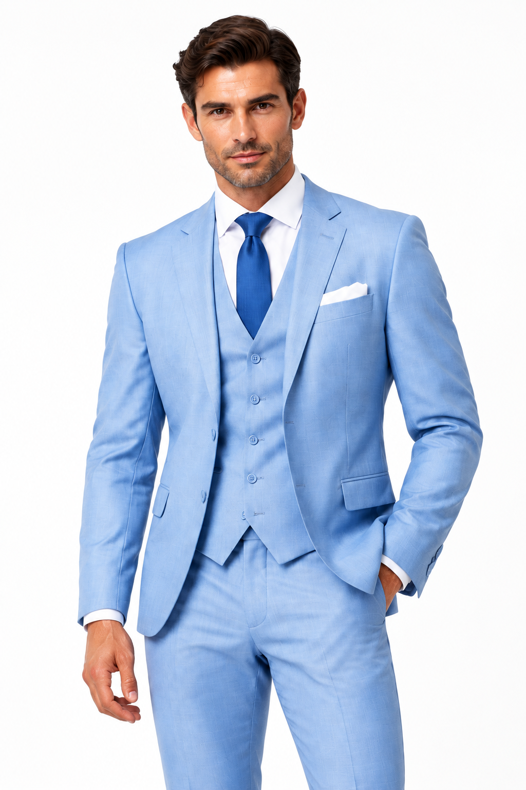 Slim-fit suit for men with waistcoat