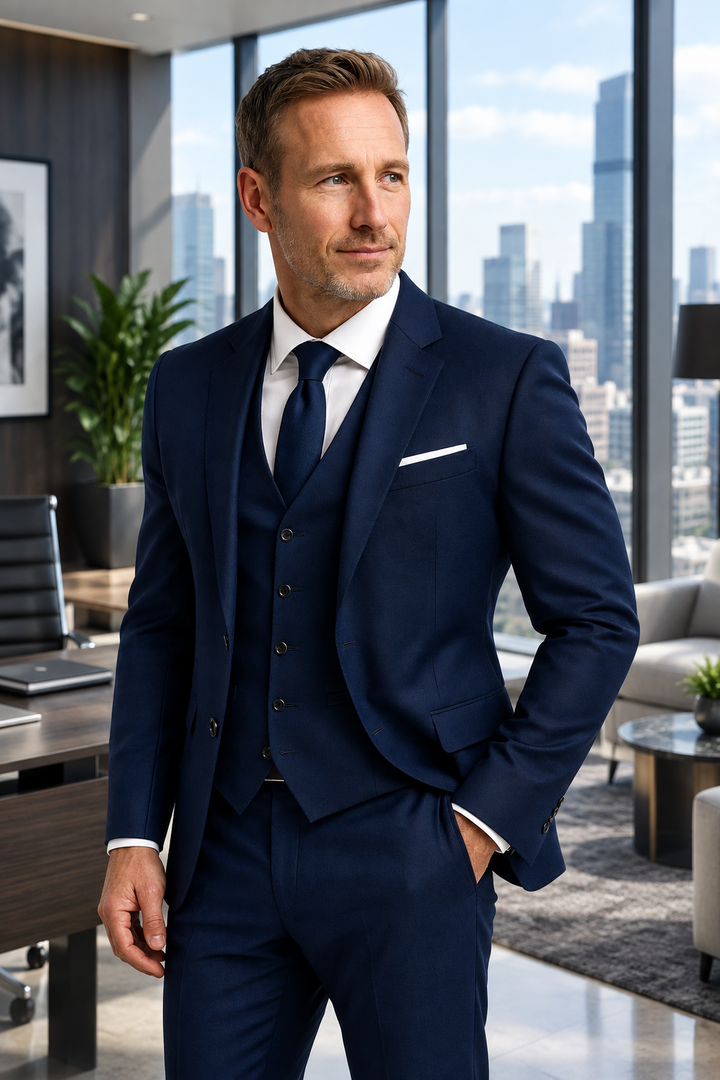 Traje slim-fit de tres piezas para hombre con chaleco