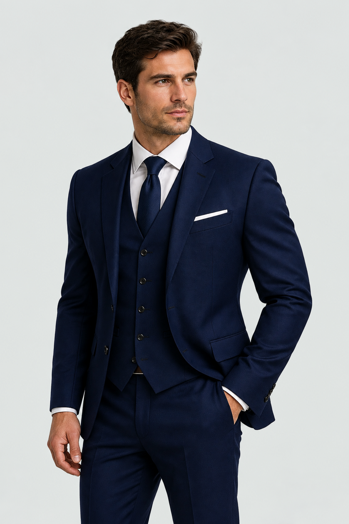 Slim-fit suit for men with waistcoat