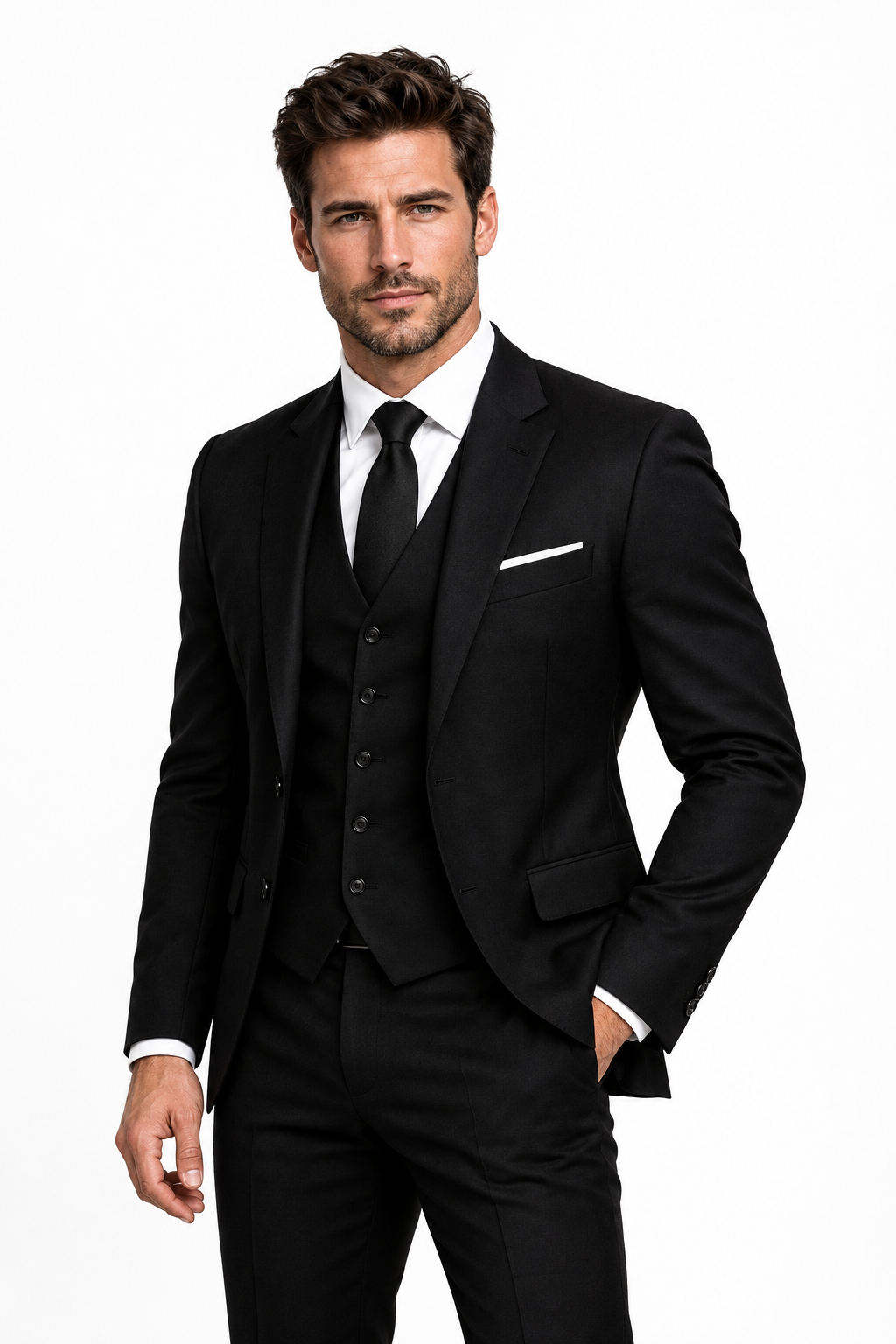 Slim-fit suit for men with waistcoat