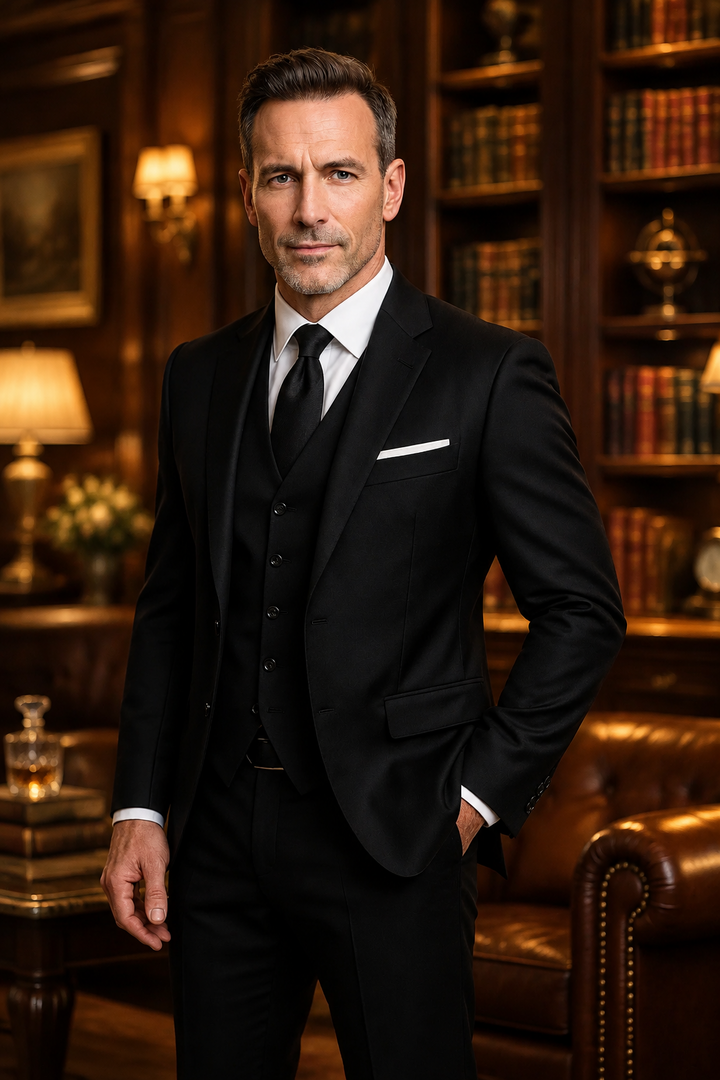 Formal men's suit with waistcoat – 3-piece slim fit