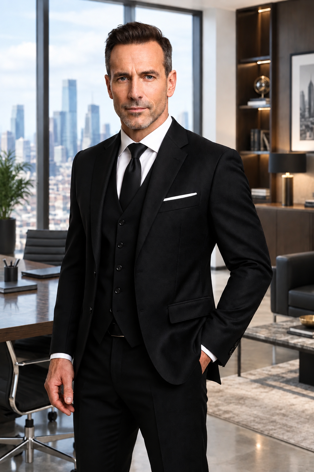 Traje slim-fit de tres piezas para hombre con chaleco